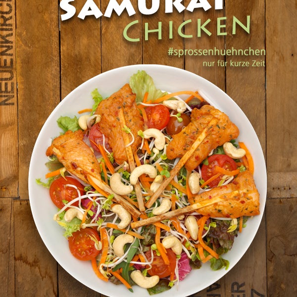Ab heute ist wieder unser Spezialsalat "Samurai Chicken" im Programm.