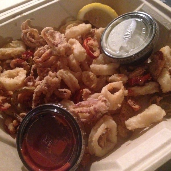 Fried calamari: great. Great portion, cooked well.