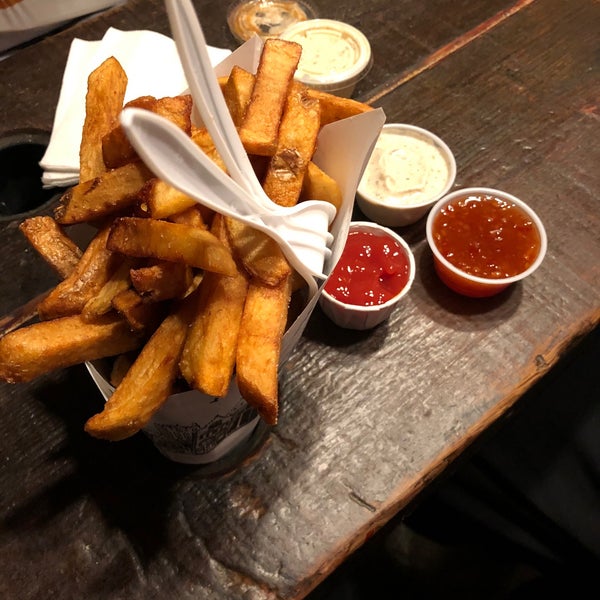 The Steak Cut French Fries are really good and their dipping sauce selection can be a bit overwhelming. Tiny place, so take it to-go.
