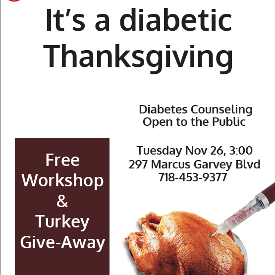 Free workshop and Turkey give-away! Tuesday November 26th 3PM at Marcus Garvey Location. See you there!