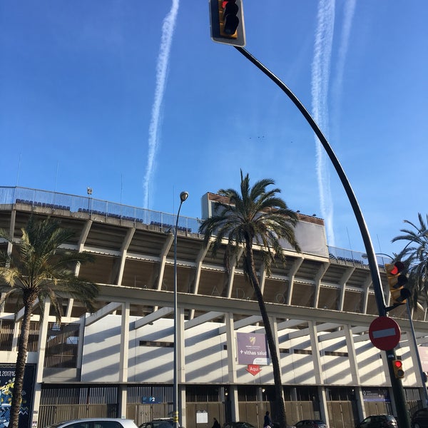 Photo taken at La Rosaleda Stadium by Juan Manuel L. on 2/14/2018