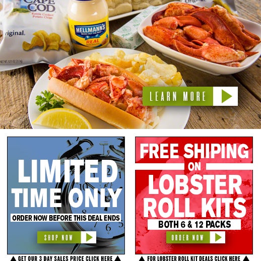 3 DAY SALE!! Time to save! Enjoy free shipping on our delicious Lobster Roll Kits! Offer Valid until Thursday at Midnight!
