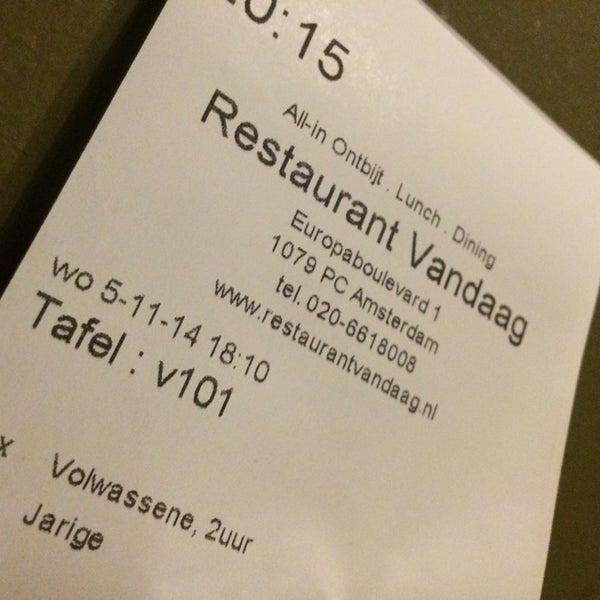 Photo prise au Restaurant Vandaag par G K. le11/5/2014