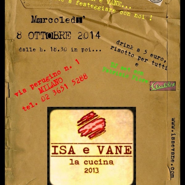 Il primo compleanno di ISA e VANE ! Mercoledì 8 ottobre dalle 18.30. Dj set con Fabrizio Fiore