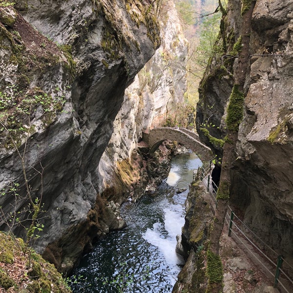 Photo taken at Gorges de l&#39;Areuse by Andreas H. on 4/26/2021