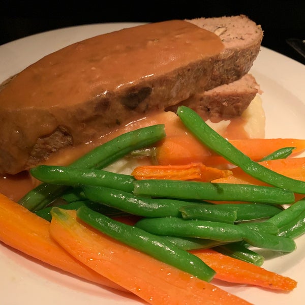 Wow! Amazing veal meatloaf with perfectly steamed veggies. We highly recommend this unique dish!