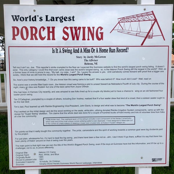 Photos At World S Largest Porch Swing 2 Tips From 106 Visitors