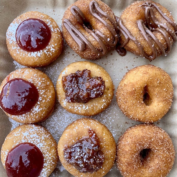 Get a dozen (mini) donuts and a chai. Anything with jam and bacon is a winner.