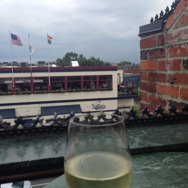 Rooftop happy hour with wine and samosas:)