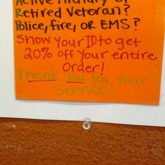 All military, police, fire, ems receive a thank you discount year round. Just show up in uniform or show your ID.