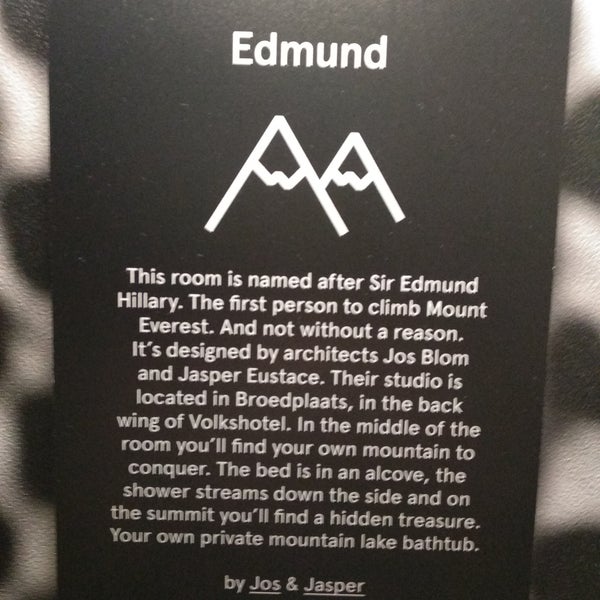 Only a short stay this time bit a good one nevertheless. We stayed in the Edmund special room. Hanging chair, mountain with a bath on top and unlimited Netflix! We'll be back soon!