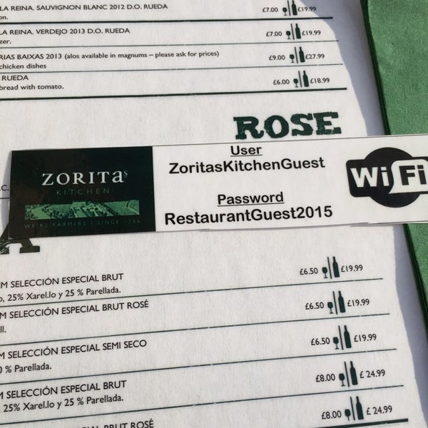 Free wifi available :) Current password is RestaurantGuest2015.