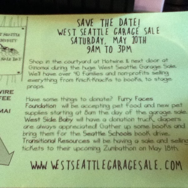 Plan a #WestSeattle #GarageSale stop @ Hotwire & bring donations for pets in need!