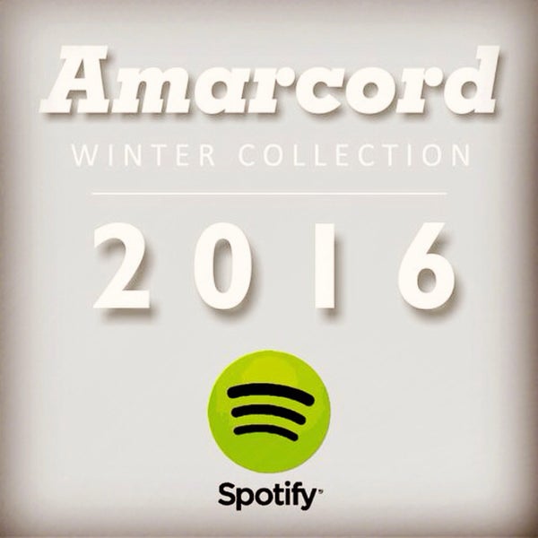 E' uscita oggi su Spotify la nuova AMARCORD WINTER COLLECTION 2016, con tutta la migliore musica di quest'inverno.Cosa aspetti ad ascoltarla GRATIS ed a seguirci su Spotify?