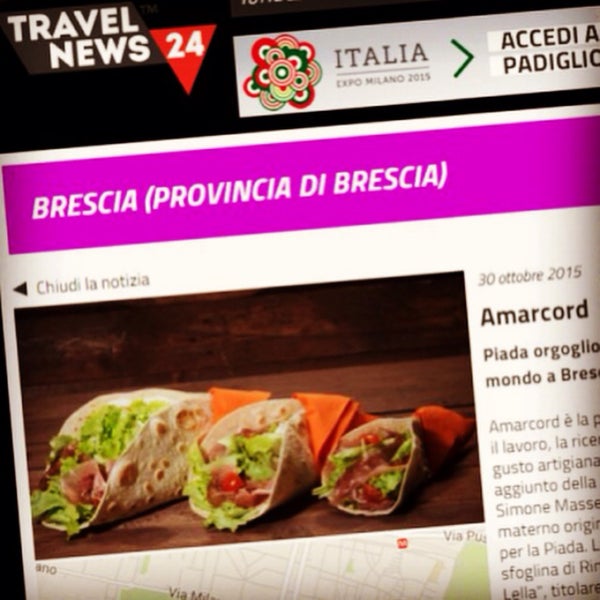 Anche Travel News 24, il portale Nazionale di viaggi e gastronomia, parla di noi... #amarcordbs #piada #piadina #piadineria #travelnews24 #travel #brescia #brescia_food #foodporn #instafood #foodie