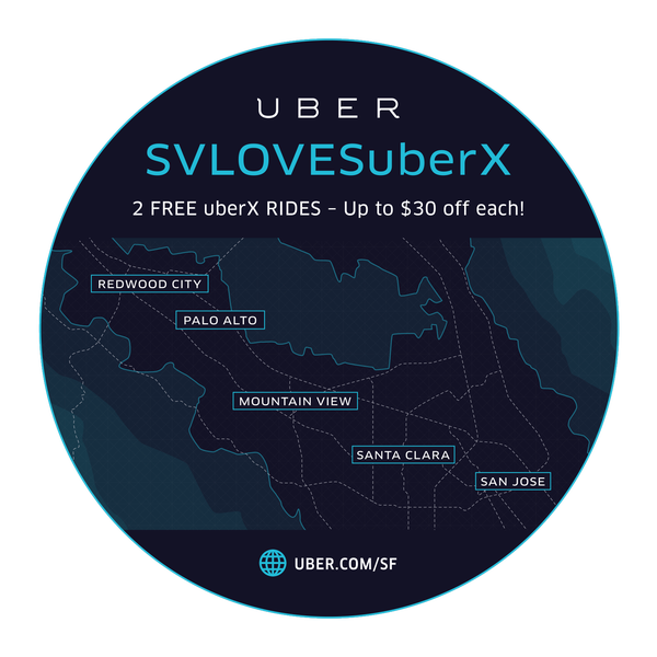 Be sure to show your Uber receipt to receive a free appetizer during #SVLOVESuberX Week (Nov 25-Dec 1)
