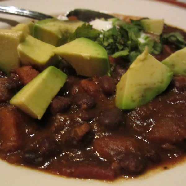 Nice selection of vegan snacks and appetizers, including this vegan chili.