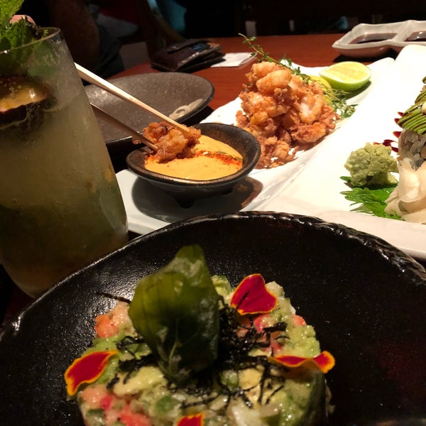 Delicious! Prawn tempura maki, calamari, fried rice, crab avocado salad 🥗
