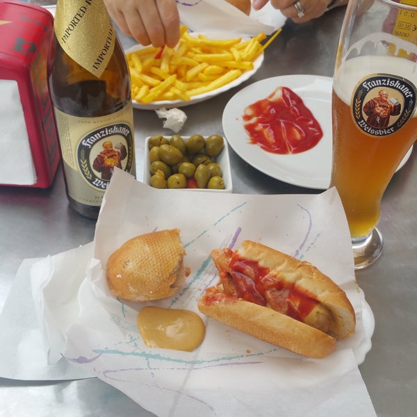 Bratwurst, fries and a cold beer!!