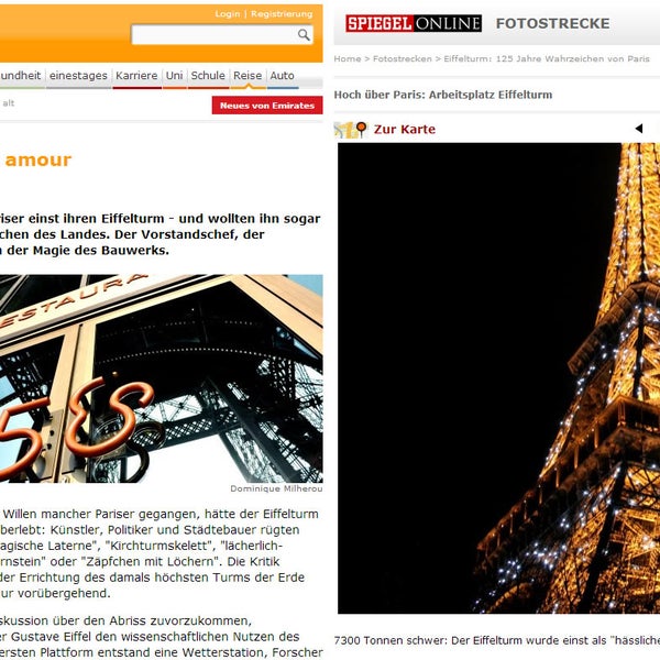 ★ PHOTOGRAPHIE ★ #derspiegel #toureiffel #Paris // 2 photos de la Tour Eiffel publiées sur le site du plus grand hebdomadaire allemand "Der Spiegel"