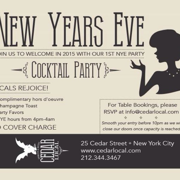 NYE party at Cedar Local!