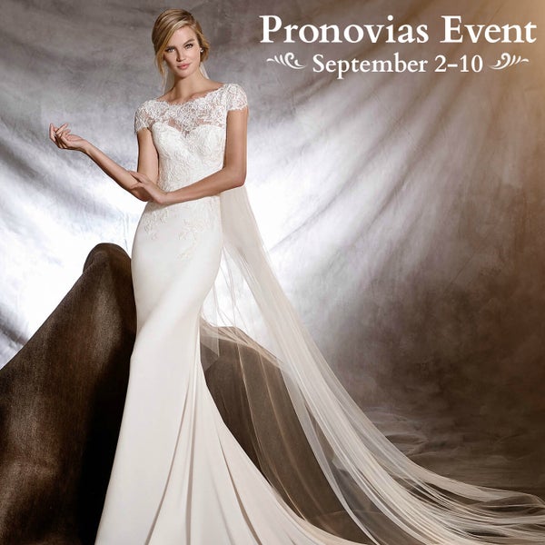 Mark your calendars for our Pronovias Event Sept. 2-10!  See the latest styles from Pronovias and save 10% on all Pronovias gowns purchased during this event! Call 843.856.2682 for your appointment.