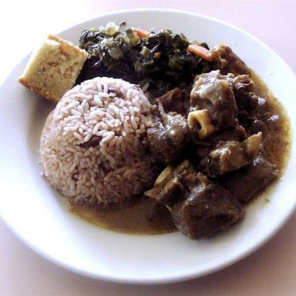 Jamaican curry goat rice and bean