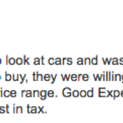 "Good Experience, would recommend"- Mike We would love to hear from you! If you have experienced sales or service at our dealership, we would love if you could leave us a review: http://bit.ly/1hWBYNz