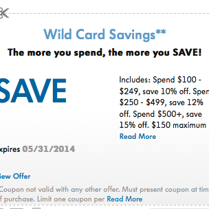Wild Card Savings** The more you spend, the more you SAVE! Expires 5/31/14 http://www.volkswagenoftucson.com/Special/auto-service/Wild_Card_Savings*-Tucson-AZ/30717270?cs:o=30717270