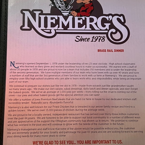 Photos at Niemerg's Steakhouse & The Brass Rail Lounge Effingham, IL