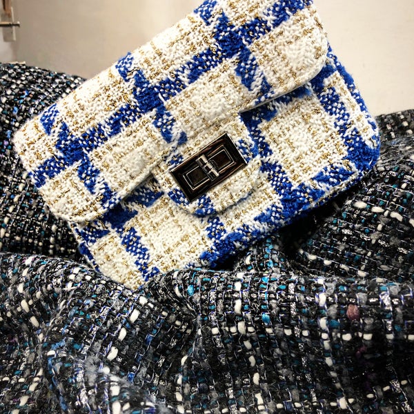 #Baby #chanel #bag #available now and #wool #fabrics by#pierlorenzobassettitessuti VIA DEL GESU, 60  #roma #fashion #fashionista #fashionblogger  #tessuti #couturefabric #fashiondesigner #bassetti