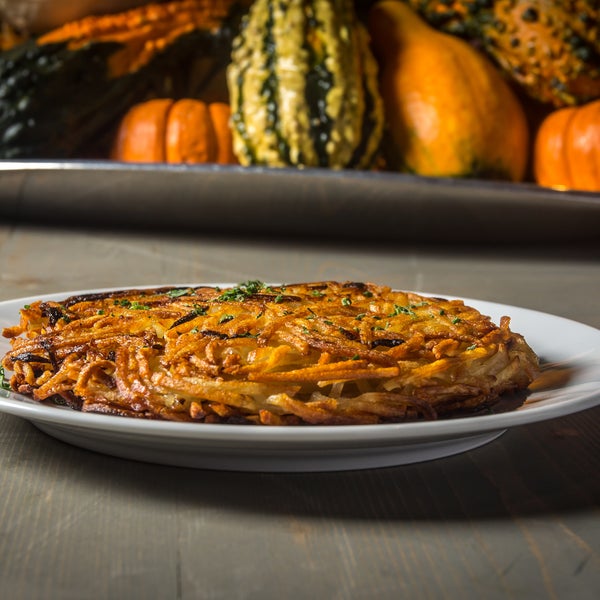 Order the duck fat hash brown ($8). The lardy puck tosses shoestring-thin russet potatoes with onions in silky duck fat, pressed until the edges are golden brown and exceptionally crunchy.