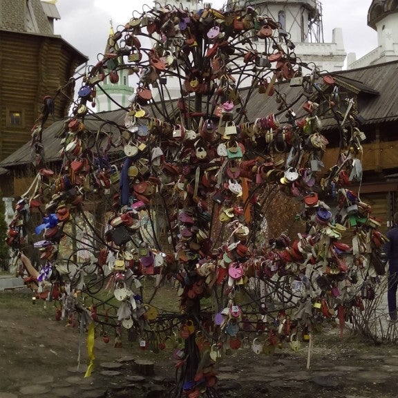 Любовь кремлевская. Дерево любви в Измайловском Кремле. Дерево любви в Москве. Ногинск дерево любви. Во что обернуты деревья в Москве.
