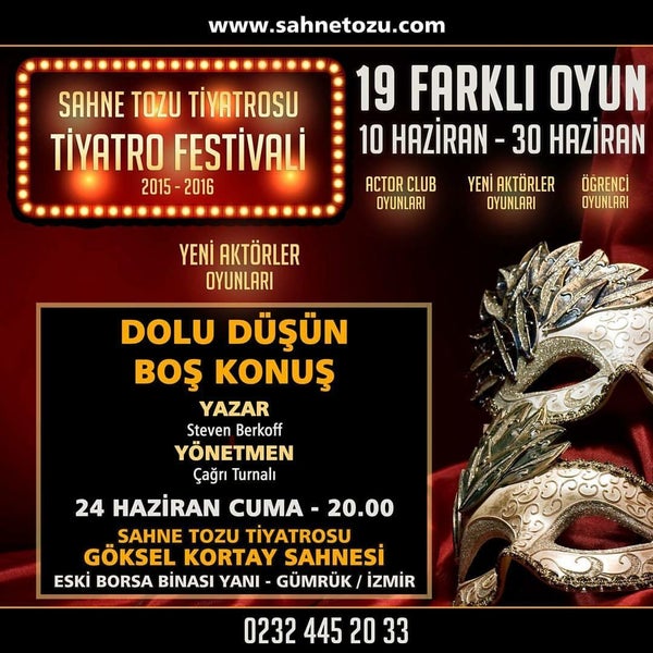 Das Foto wurde bei Sahne Tozu Tiyatrosu Göksel KORTAY Sahnesi von Sahne Tozu Tiyatrosu Göksel KORTAY Sahnesi am 6/24/2016 aufgenommen