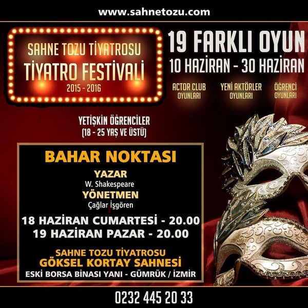 Das Foto wurde bei Sahne Tozu Tiyatrosu Göksel KORTAY Sahnesi von Sahne Tozu Tiyatrosu Göksel KORTAY Sahnesi am 6/18/2016 aufgenommen