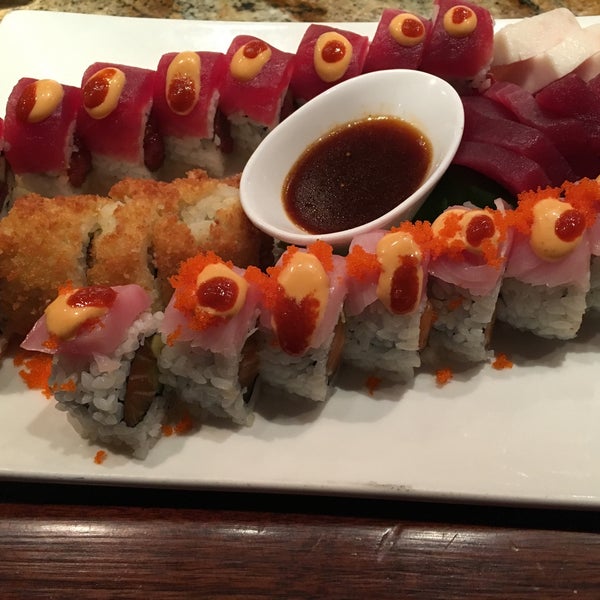 Go to happy hr,sit at bar in front of sushi chef and prepare to be amazed!