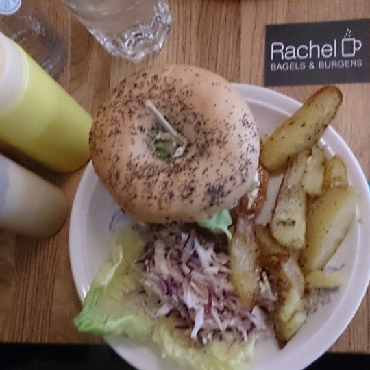 Photo taken at Rachel - Bagels &amp; Burgers by Little Brussels S. on 3/25/2014