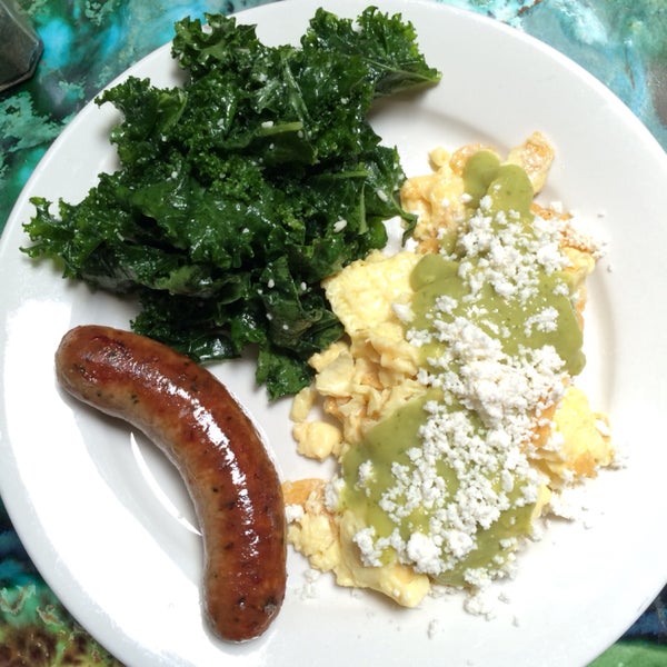 Get their chilaquiles and kale salad. Skip the sausage and the biscuit.