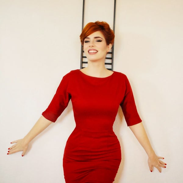 Pinup girl Vanessa wearing our TOKYO dress from our founders own collection BANNOU. <3 <3 Also available in our Store!