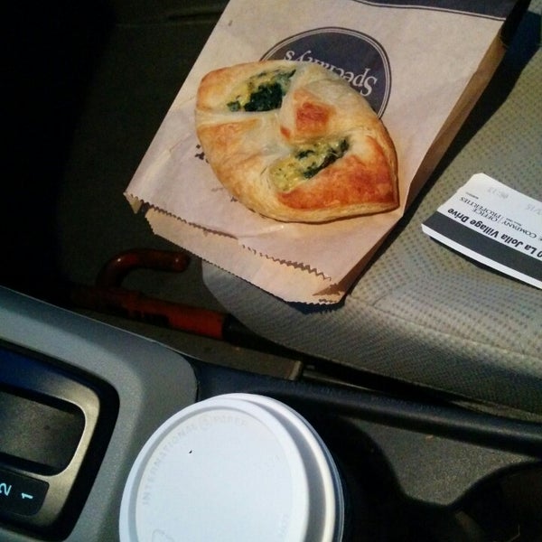 Coffee of the day and the 3 cheese spinach croissant rocks!