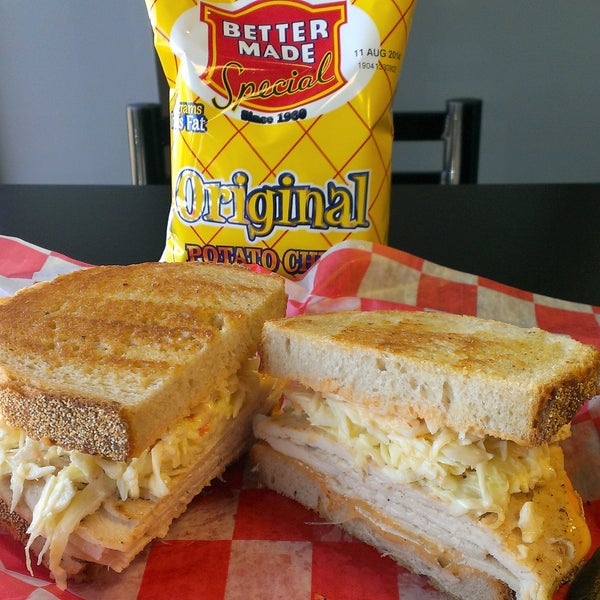 #7 TURKEY IN THE STRAW - House-roasted turkey breast w/ Swiss cheese, coleslaw & Russian dressing on grilled rye