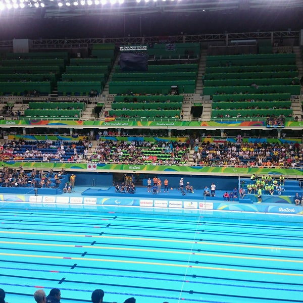 Photo taken at Olympic Aquatics Stadium by Elisangela S. on 9/8/2016