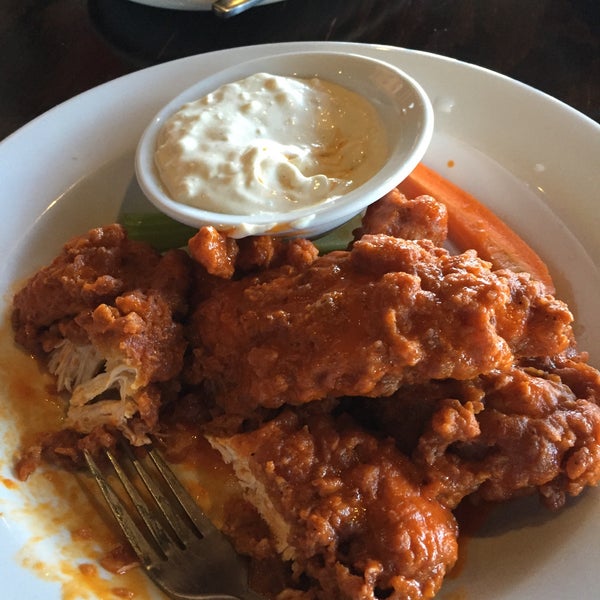 Buffalo Chicken Tenders with the hot sauce & homemade blue cheese.  Best buffalo wing sauce in CLT!  Fries are awesome as are the salads with homemade Ranch dressing