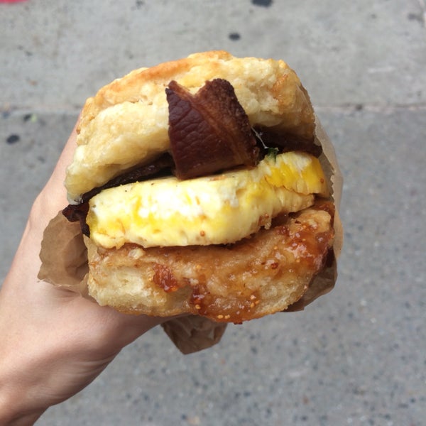 Best breakfast sandwich! Egg, cheese, bacon and fig jam!