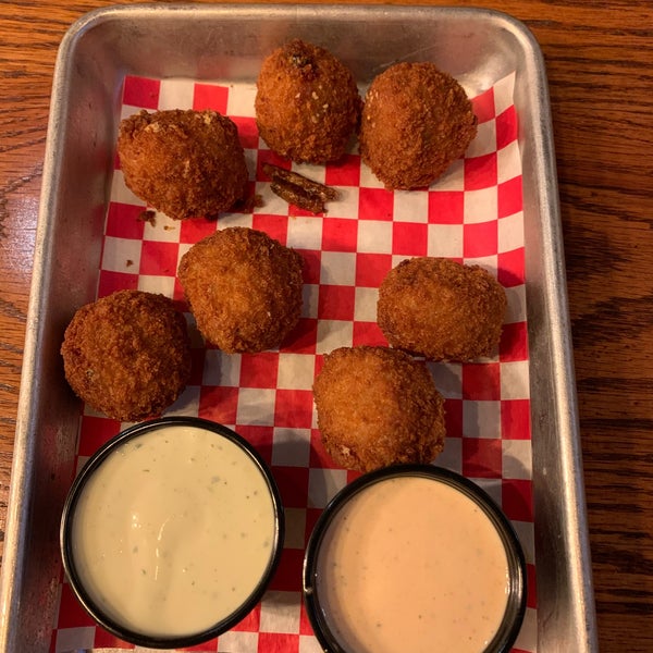 The alligator hush puppies are amazing. All the food is great and the craft beer selection keeps me coming back.