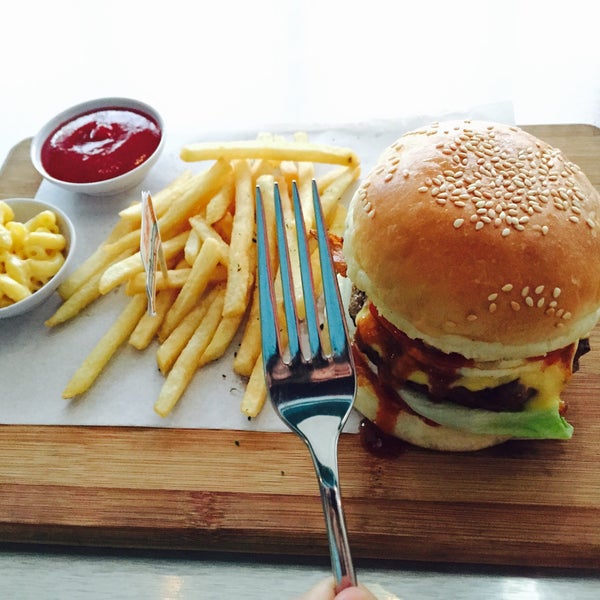 The beef burger tastes good but lacks the 'wow' factor. Not worth the Rp. 62,000
