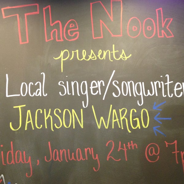 Check out Jackson Wargo this Friday January 24th @ 7pm at The Nook and support the local artists in our Houston music scene while enjoying your favorite coffee, beer/wine, and a monster slice of cake.