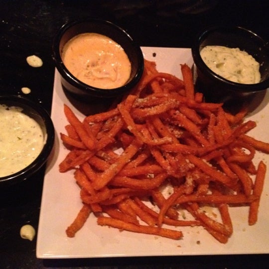 Sweet potato fries are amazing. Ask for all of the sauces, they are so gooooood.