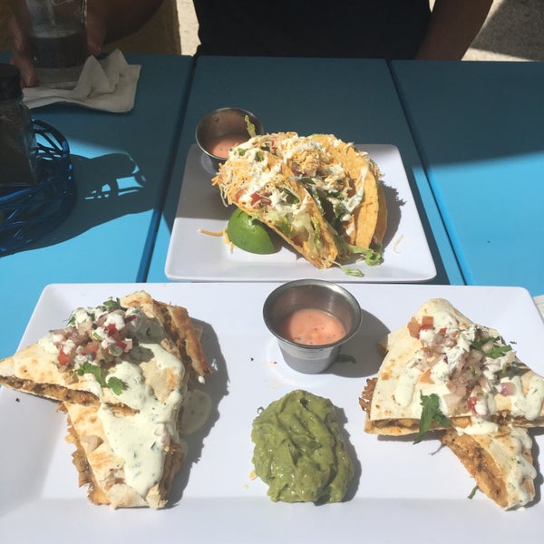 Nothing fishy about these fish tacos! Seared fish is the way to go here. And the quesadillas are muy bueno! On a nice day, outside seating option is perfect!