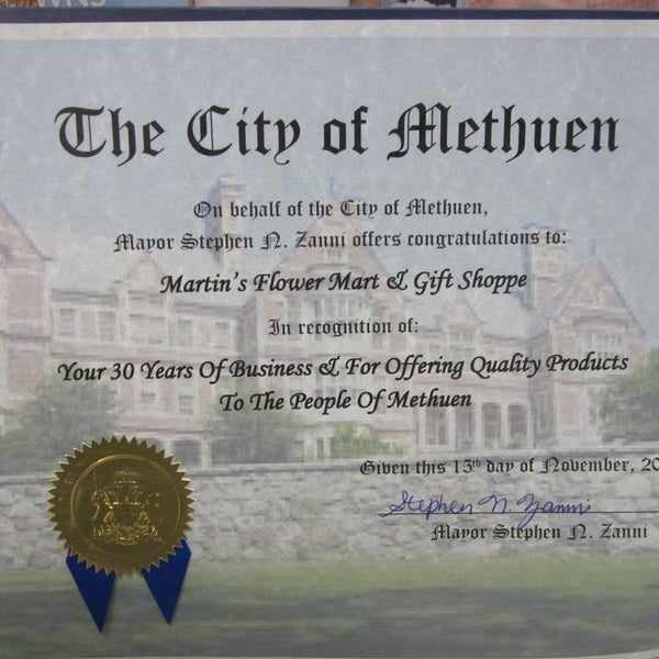 Martins Flowers & Gifts Flower Shop in Methuen